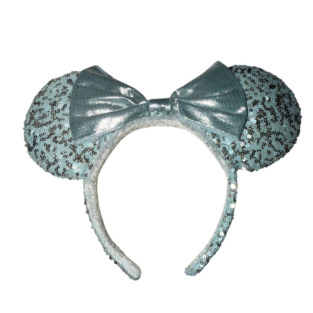 Disney Parks Minnie Mouse Ears Headband Womens OS Light‎ Blue Excellent Sequins